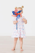 Vintage Flags Smocked Ruffle Dress - Image 6