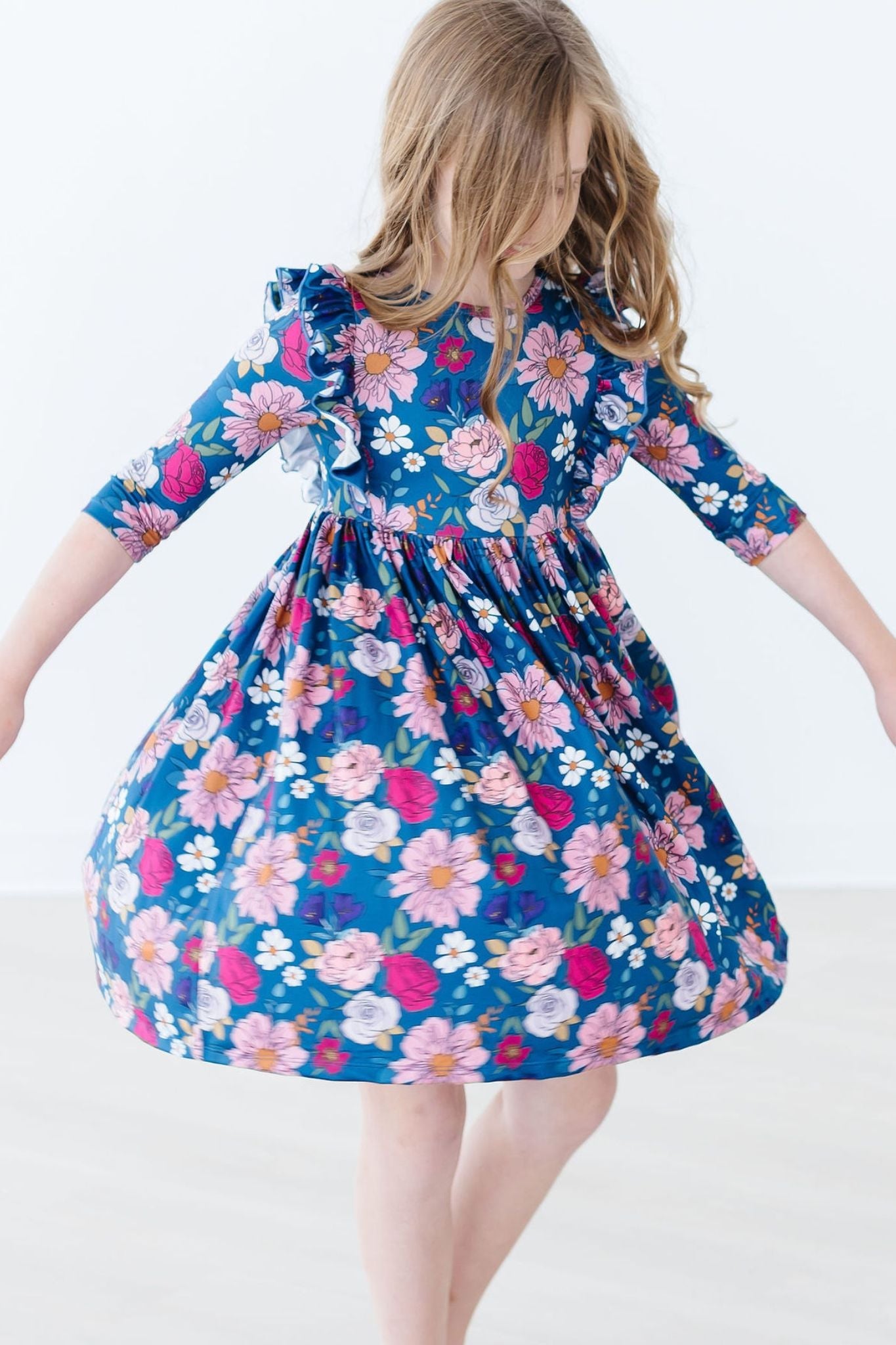 Vintage Garden 3/4 Sleeve Ruffle Twirl Dress - Image 2
