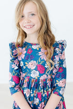 Vintage Garden 3/4 Sleeve Ruffle Twirl Dress - Image 3