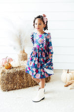 Vintage Garden 3/4 Sleeve Ruffle Twirl Dress - Image 6