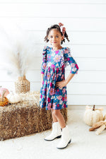 Vintage Garden 3/4 Sleeve Ruffle Twirl Dress - Image 8