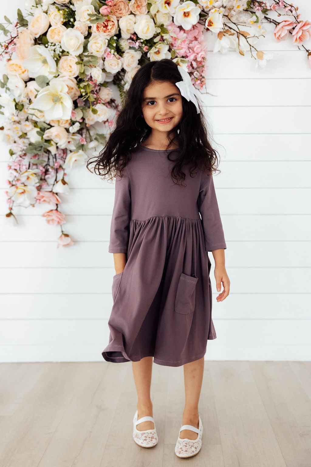 Vintage Violet 3/4 Sleeve Pocket Twirl Dress - Image 2
