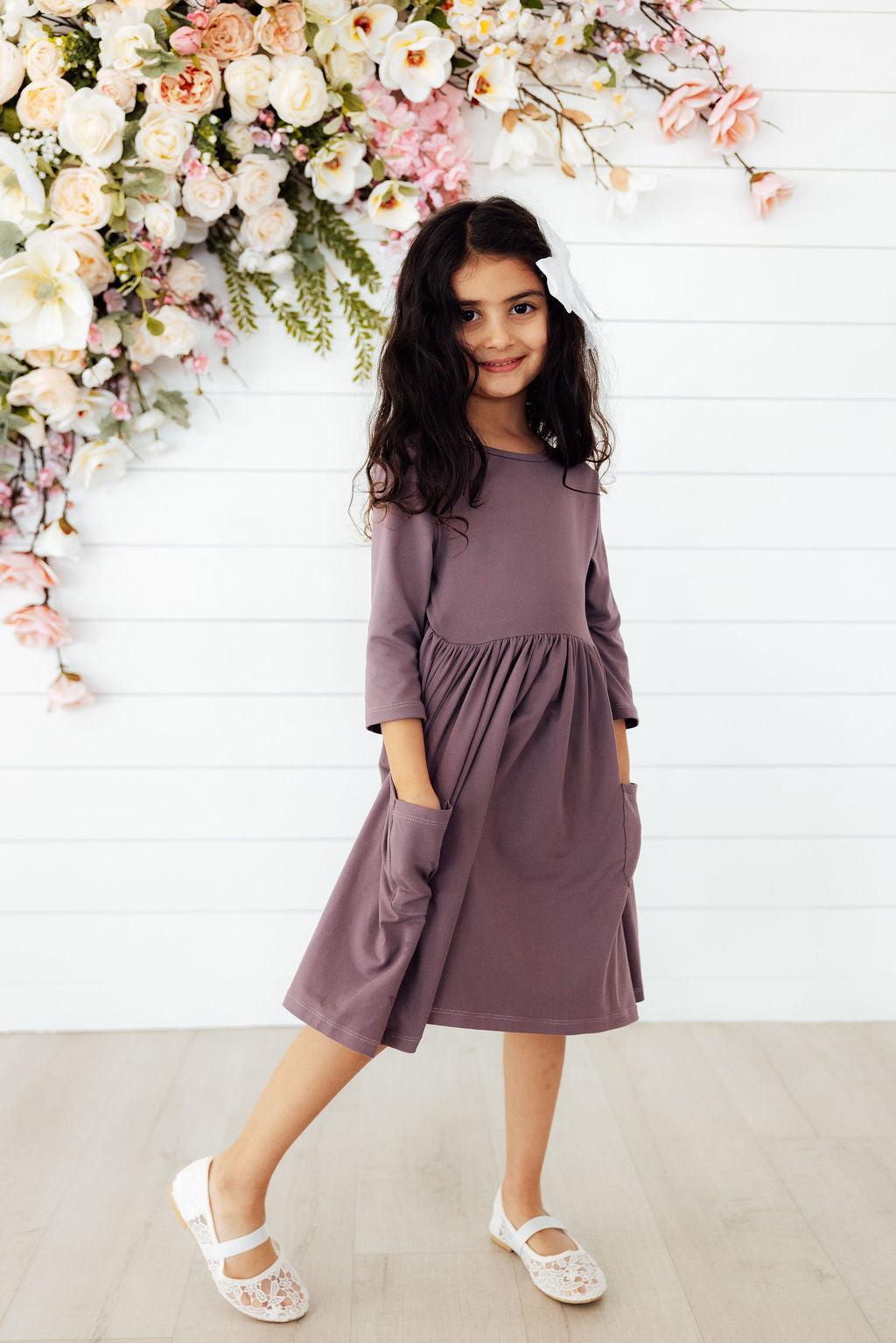 Vintage Violet 3/4 Sleeve Pocket Twirl Dress - Image 4
