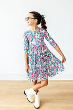 Vivid Garden 3/4 Sleeve Pocket Twirl Dress - Image 2