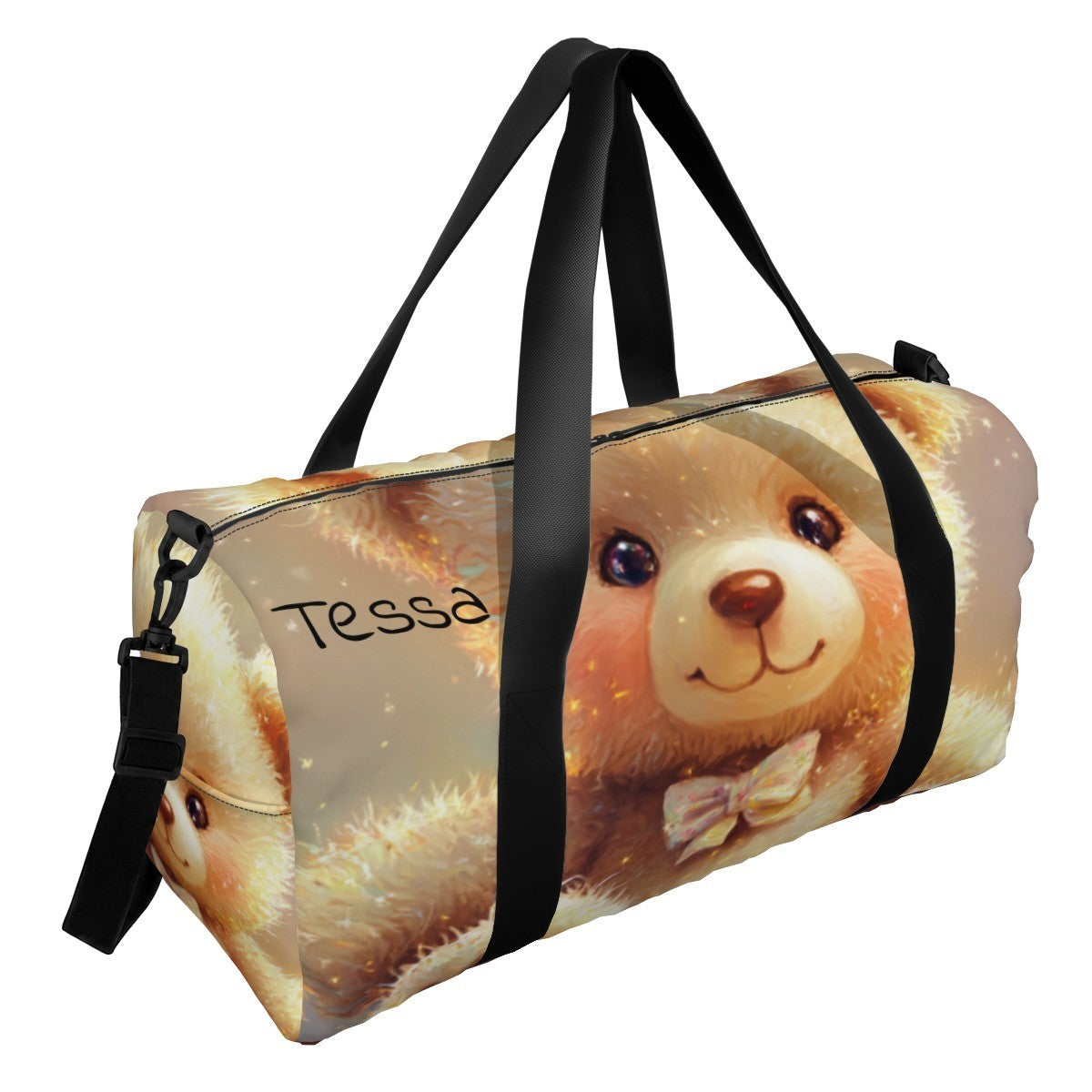 Personalized Magical Teddy Bear Duffel Bag with Custom Name – Travel, Gym & Weekend Bag