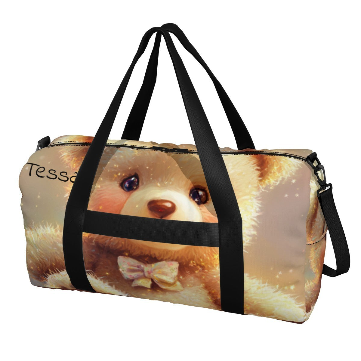 Personalized Magical Teddy Bear Duffel Bag with Custom Name – Travel, Gym & Weekend Bag
