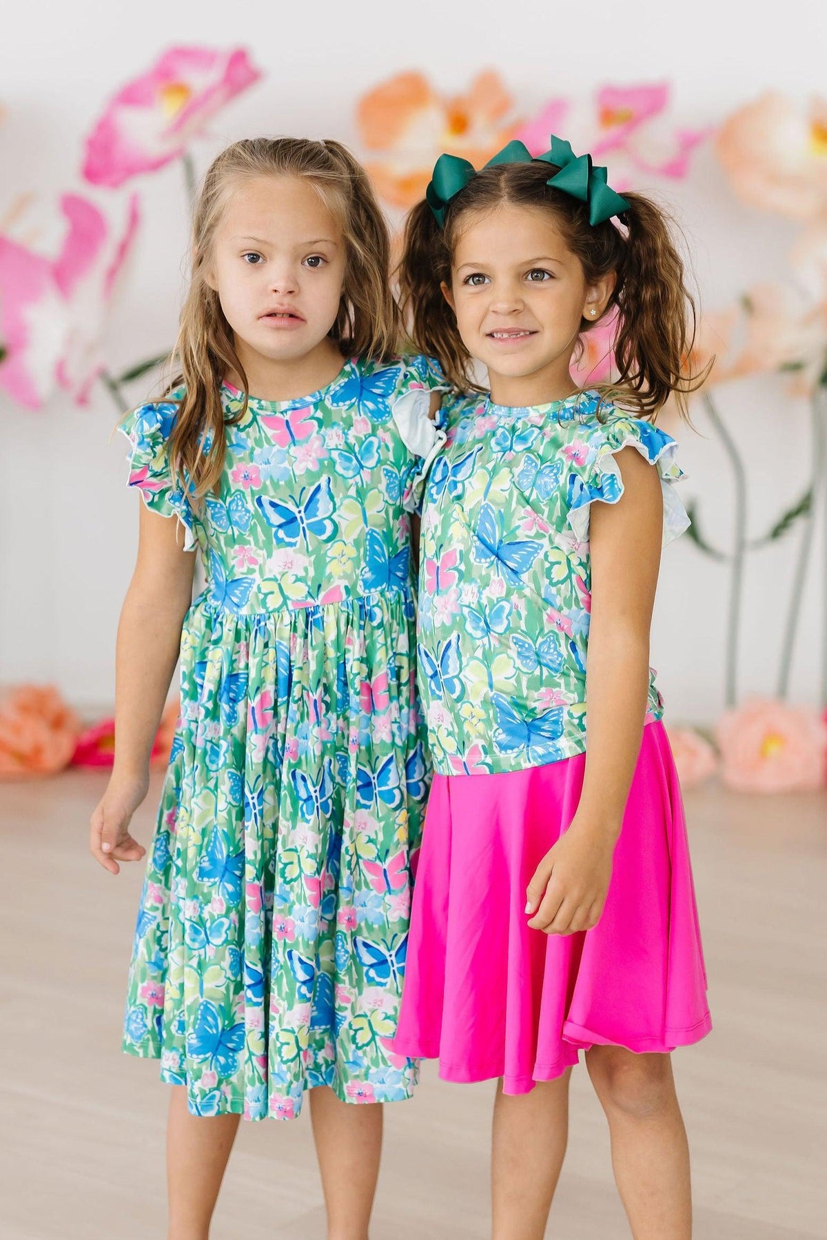 Watercolor Butterflies Flutter Sleeve Twirl Dress - Image 2