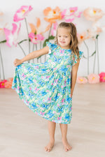 Watercolor Butterflies Flutter Sleeve Twirl Dress - Image 3