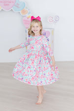 Watercolor Hearts 3/4 Sleeve Pocket Twirl Dress - Image 8
