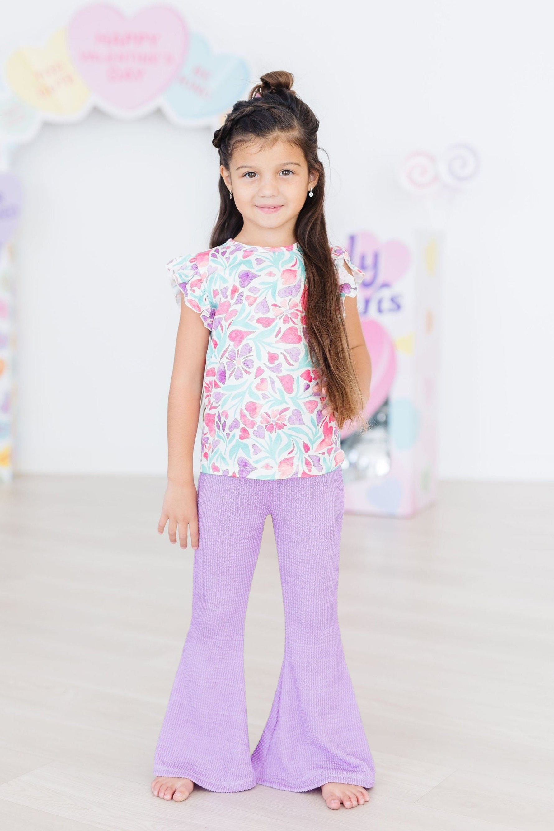 Watercolor Hearts S/S Ruffle Tee - Image 6