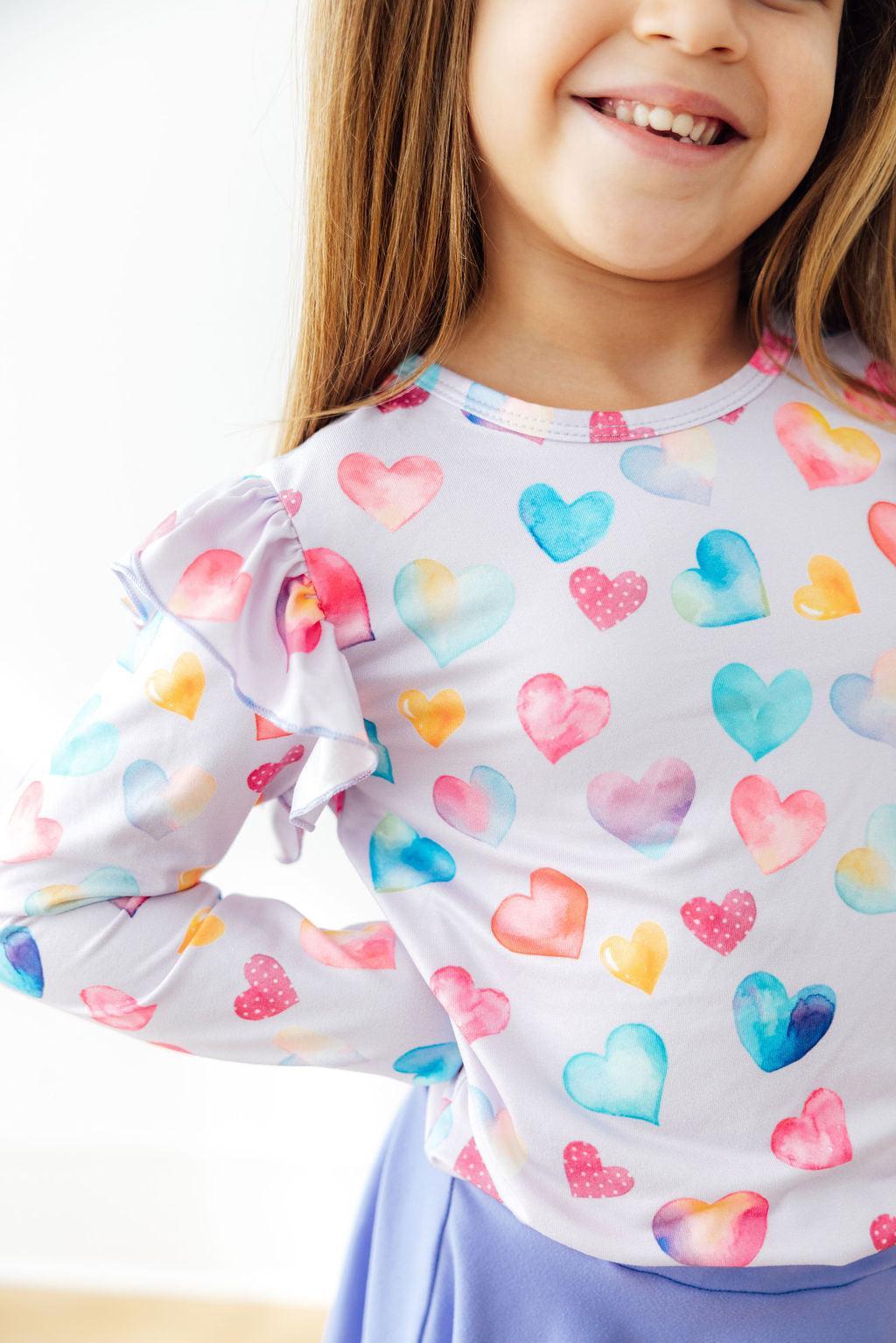 Watercolor Kisses L/S Ruffle Tee - Image 5