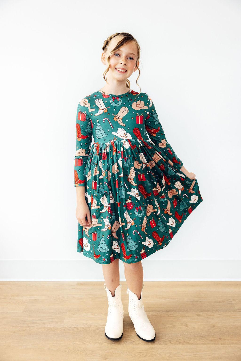 Western Wonderland L/S Pocket Twirl Dress - Image 4
