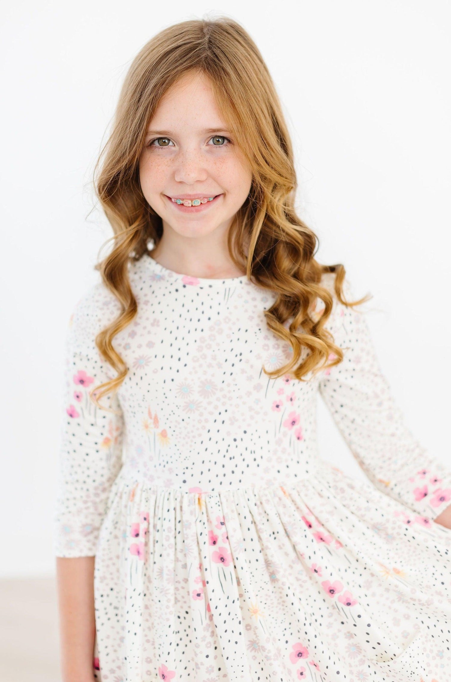 Whimsical Wildflowers 3/4 Sleeve Pocket Twirl Dress - Image 2