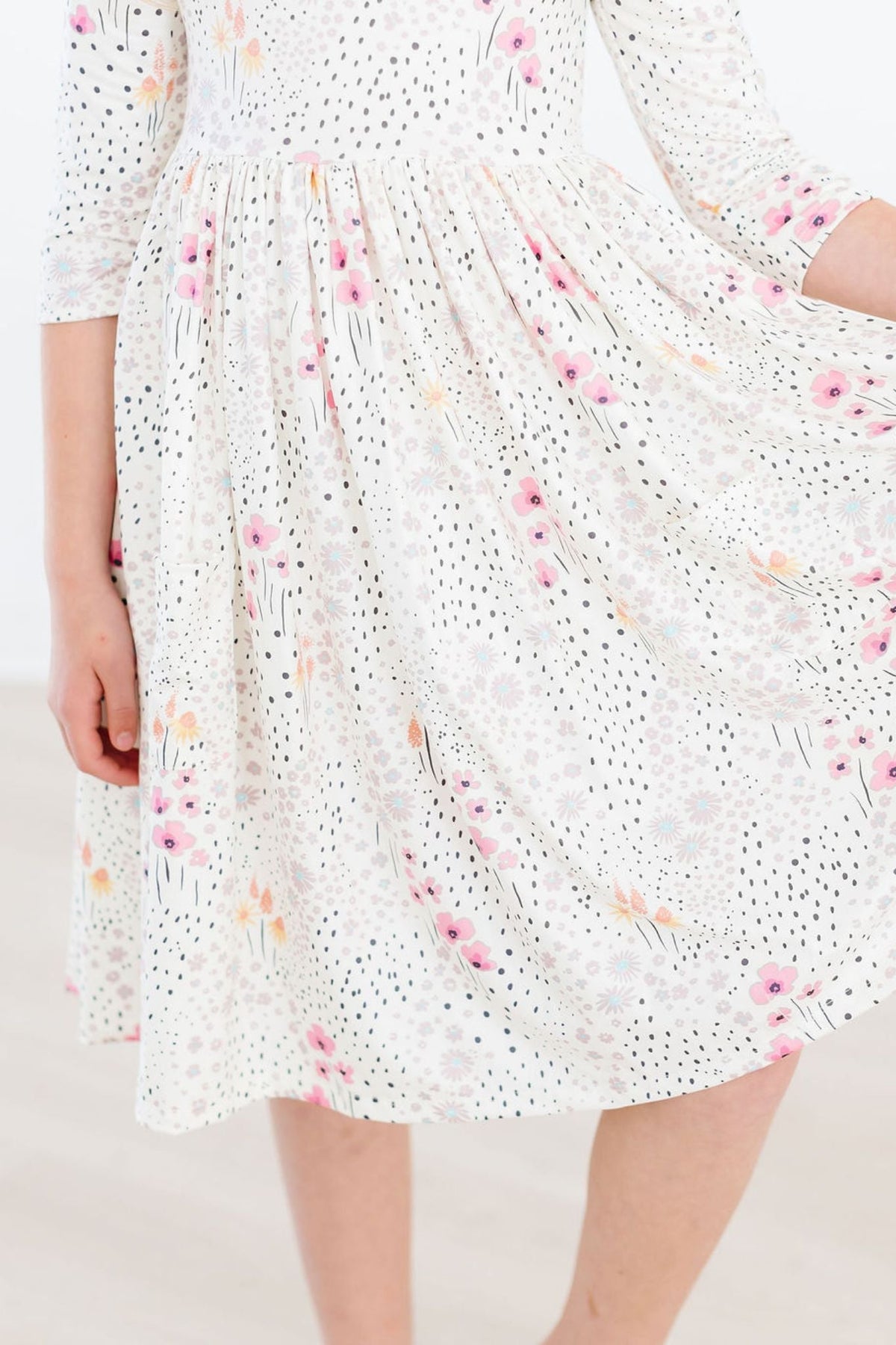 Whimsical Wildflowers 3/4 Sleeve Pocket Twirl Dress - Image 4