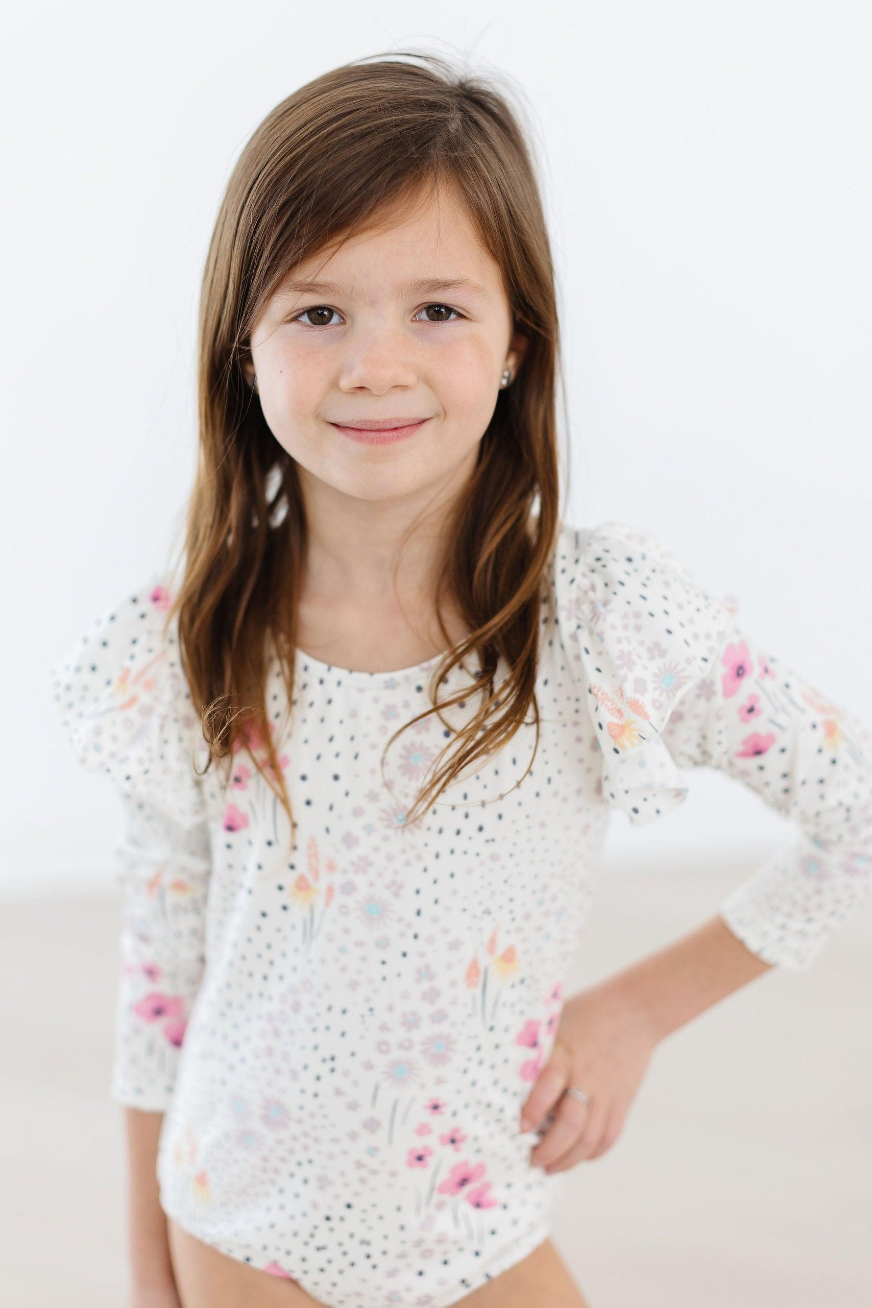 Whimsical Wildflowers L/S Flutter Sleeve Leotard - Image 2