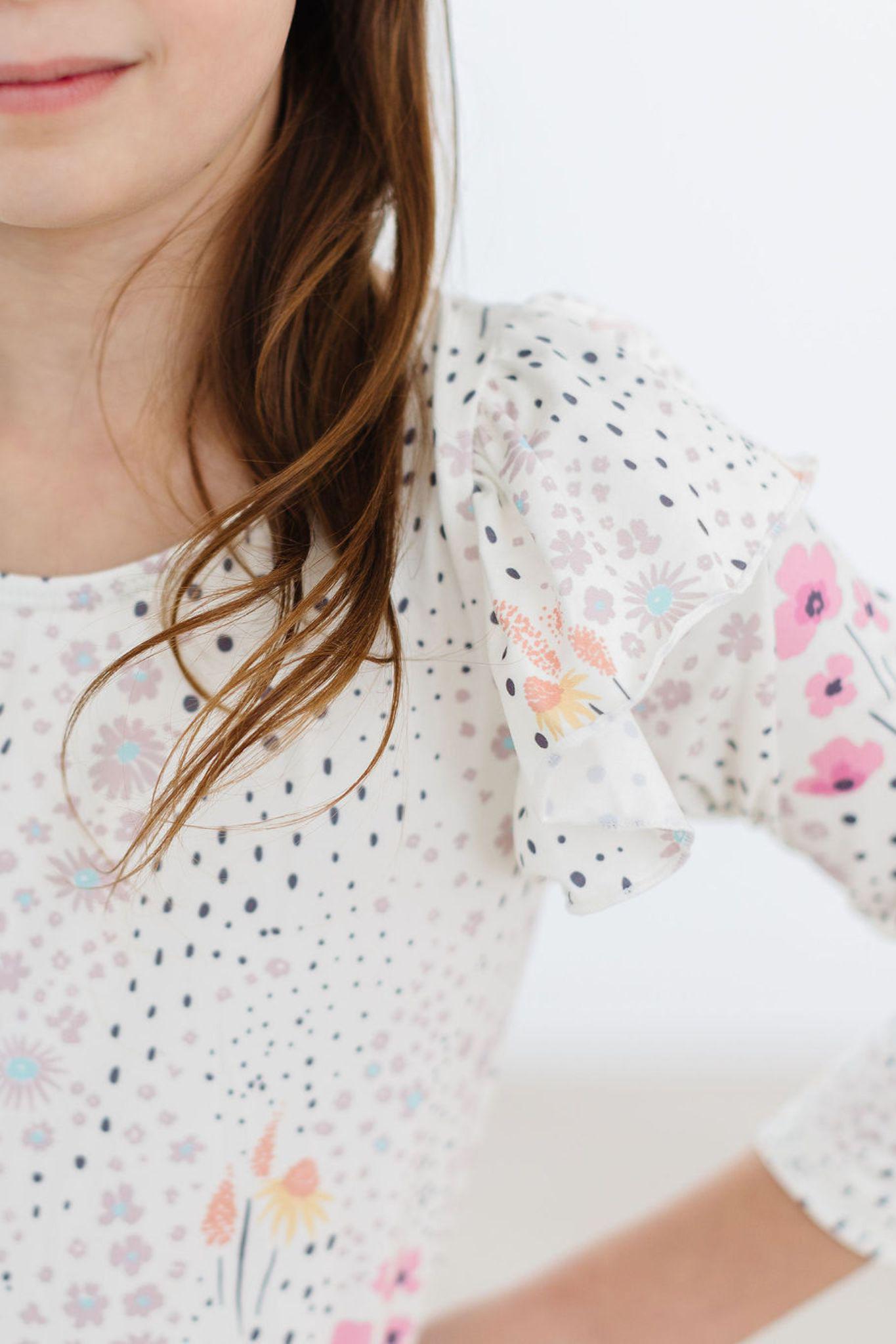 Whimsical Wildflowers L/S Flutter Sleeve Leotard - Image 3