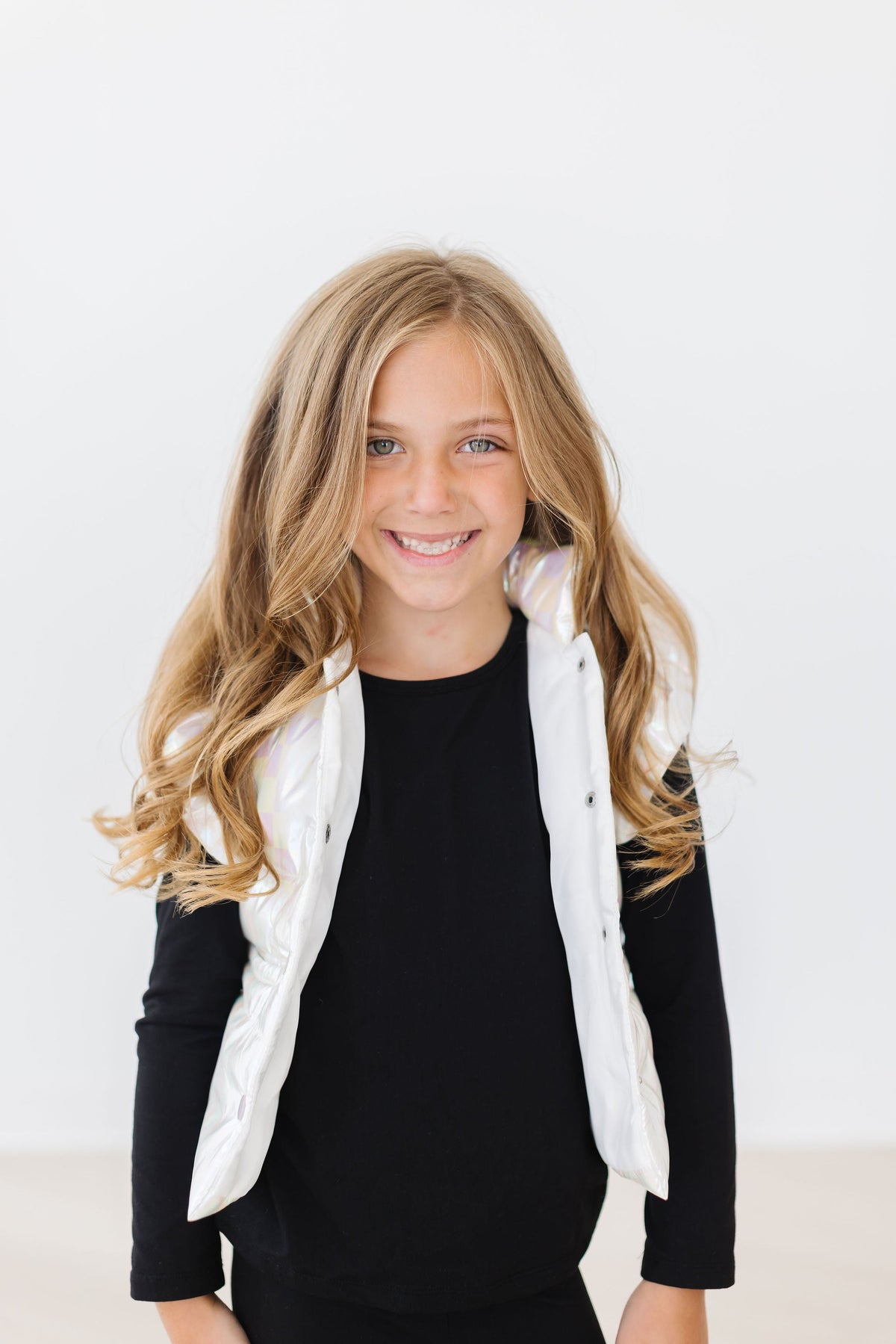White Checker Puffer Vest - Image 6