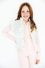 White Checker Puffer Vest - Image 2