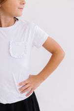 White Ruffle Pocket Tee
