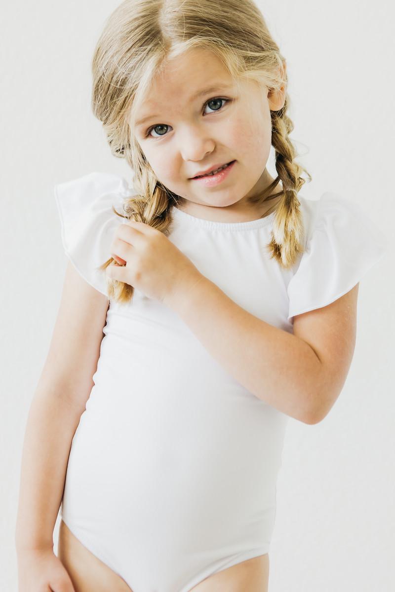 White S/S Flutter Sleeve Leotard - Image 3