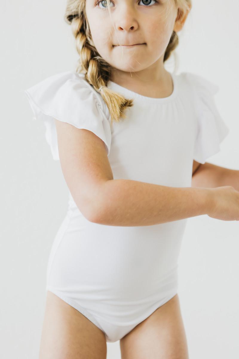 White S/S Flutter Sleeve Leotard - Image 6