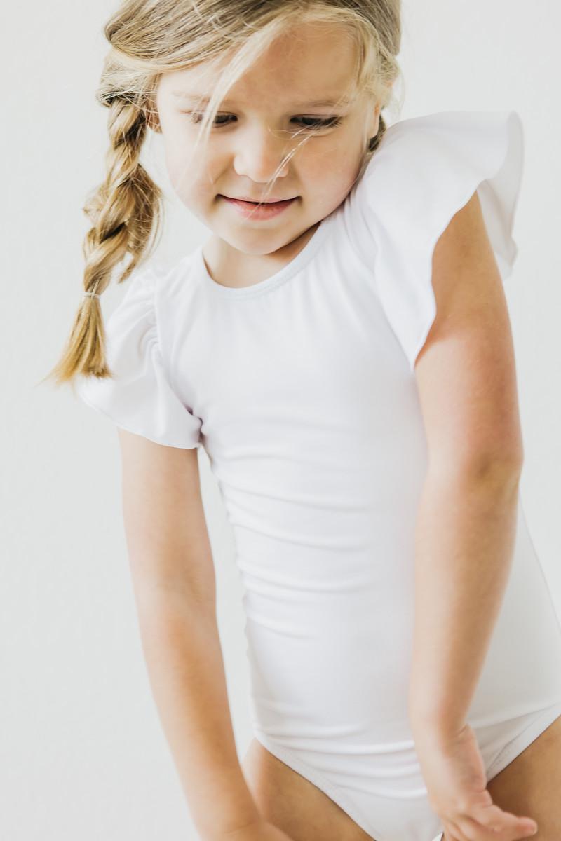 White S/S Flutter Sleeve Leotard - Image 7