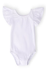 White S/S Flutter Sleeve Leotard