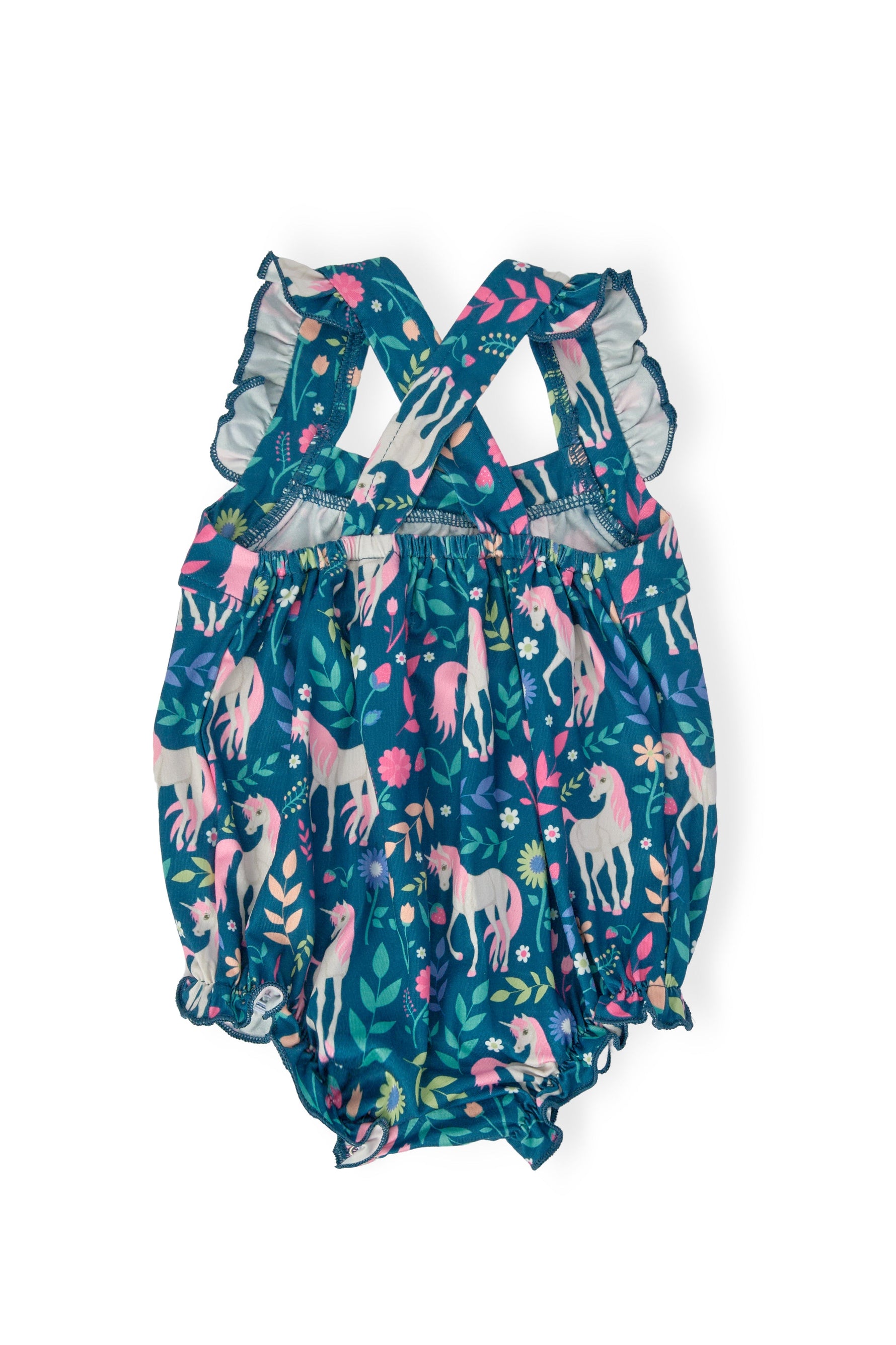Wish Upon a Unicorn Ruffle Cross Back Romper - Image 2