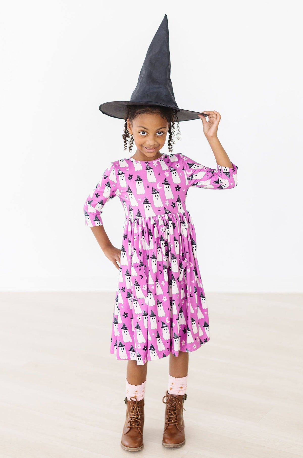 Witches Boo 3/4 Sleeve Pocket Twirl Dress - Image 2