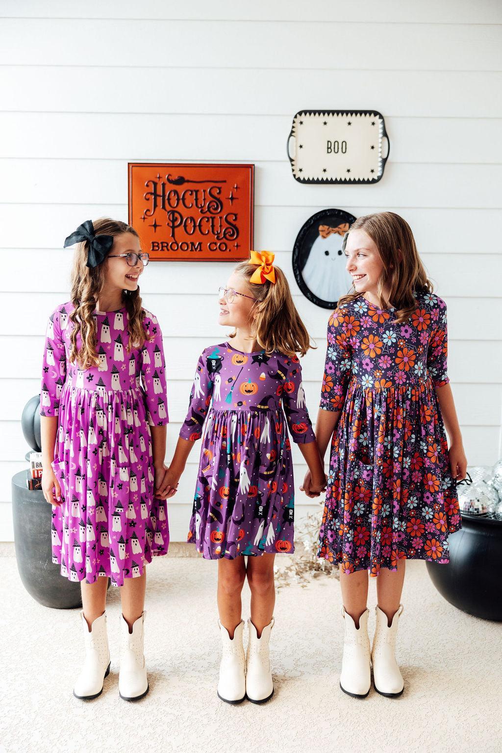 Witches Boo 3/4 Sleeve Pocket Twirl Dress - Image 3