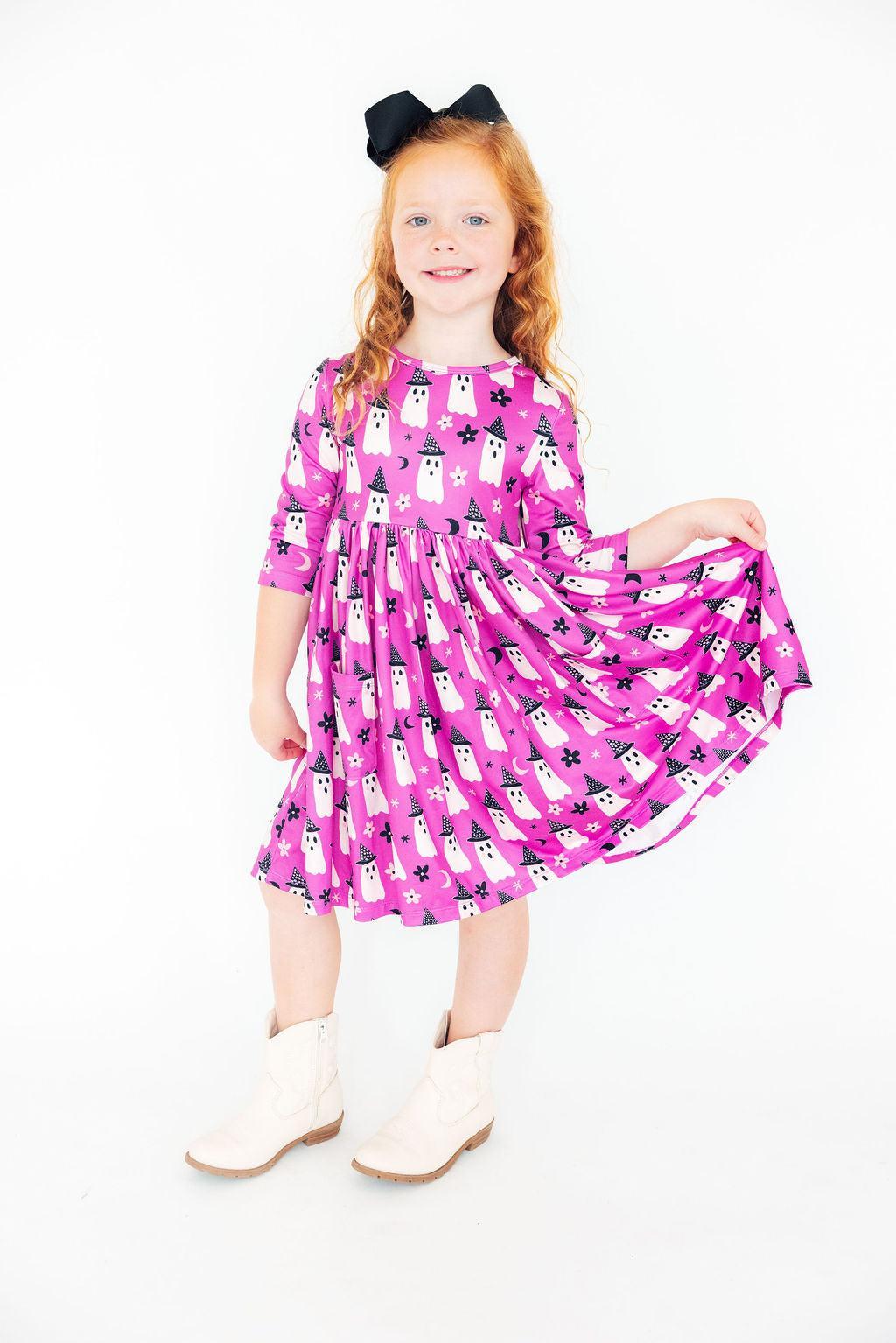Witches Boo 3/4 Sleeve Pocket Twirl Dress - Image 5