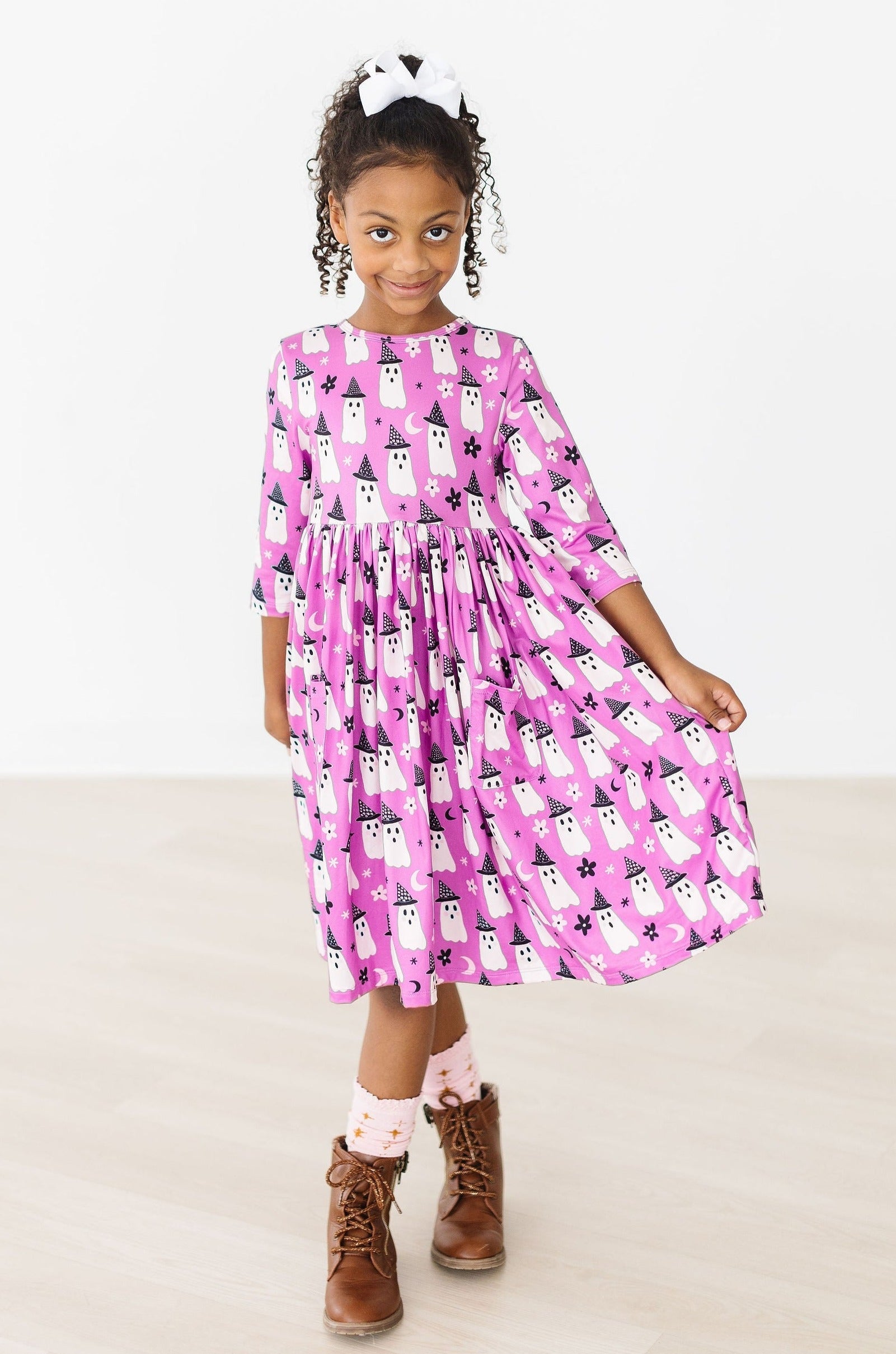 Witches Boo 3/4 Sleeve Pocket Twirl Dress - Image 8