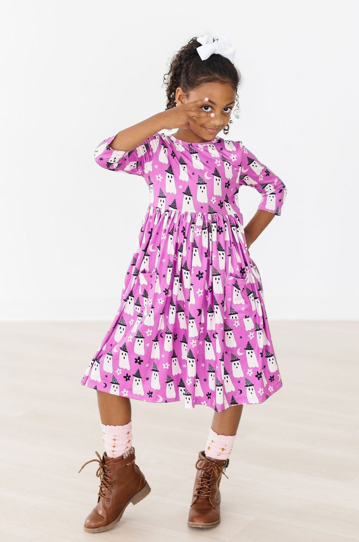Witches Boo 3/4 Sleeve Pocket Twirl Dress - Image 9