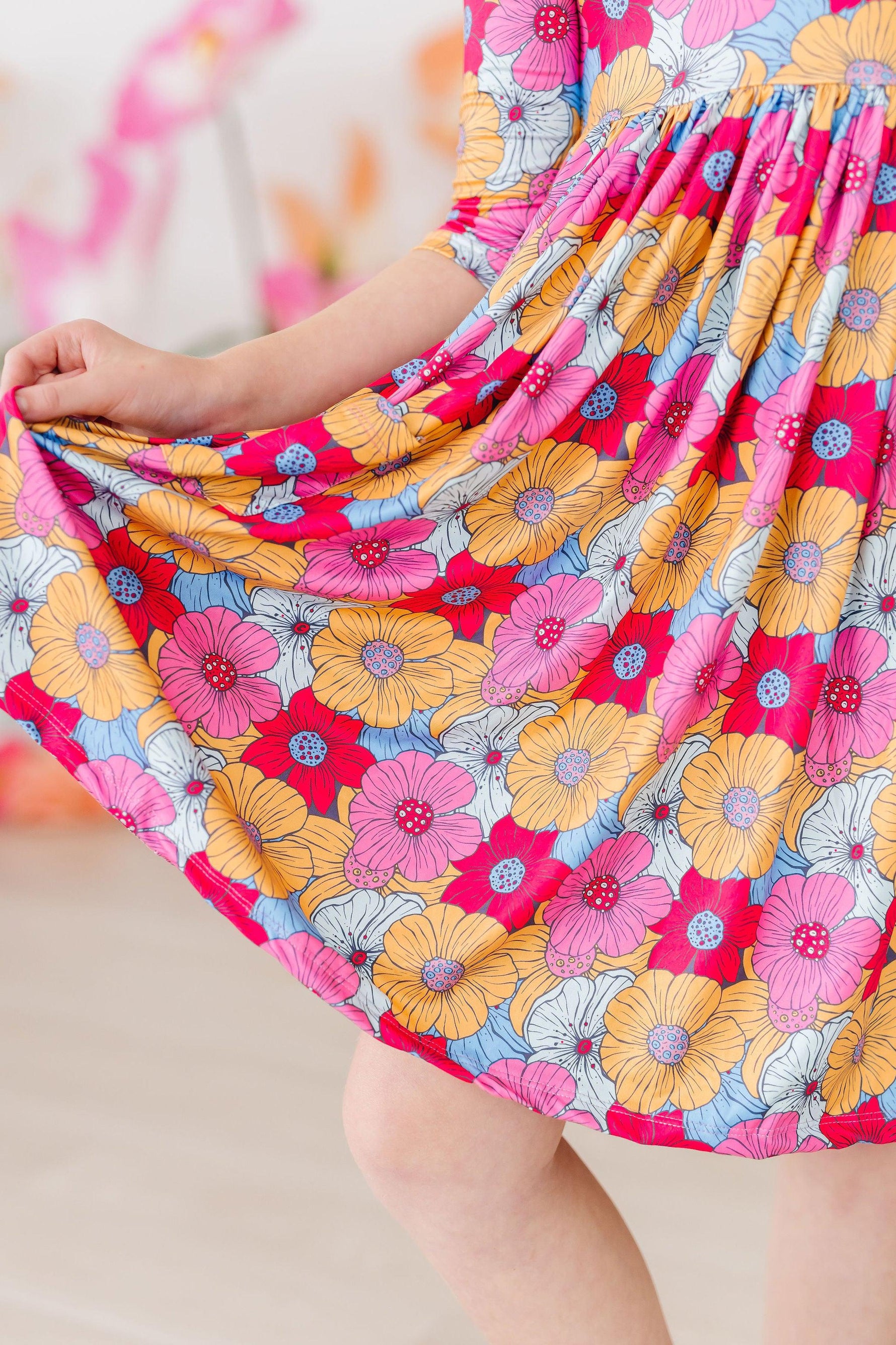 Wonderland Floral 3/4 Sleeve Pocket Twirl Dress - Image 5