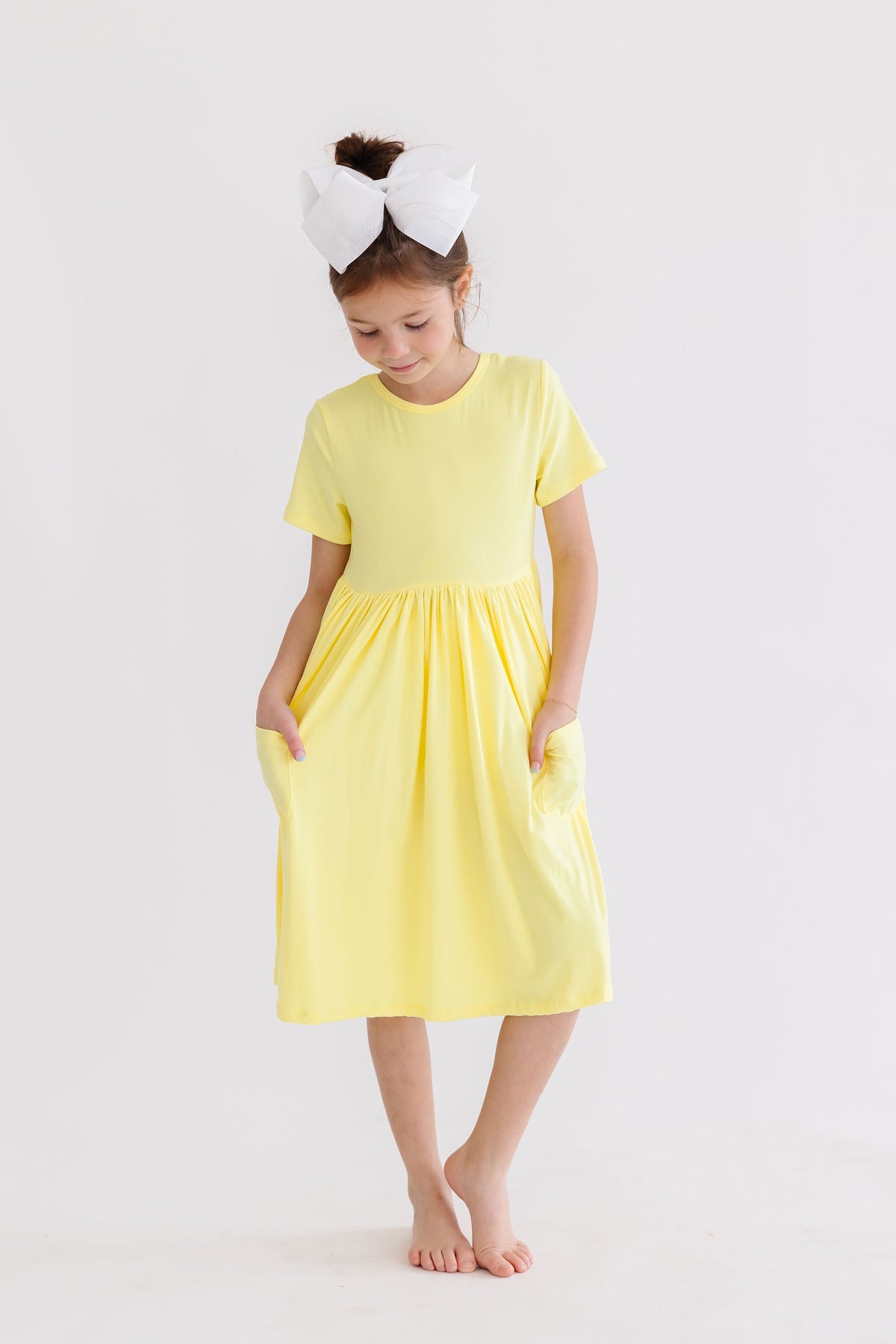 Yellow S/S Pocket Twirl Dress - Image 4