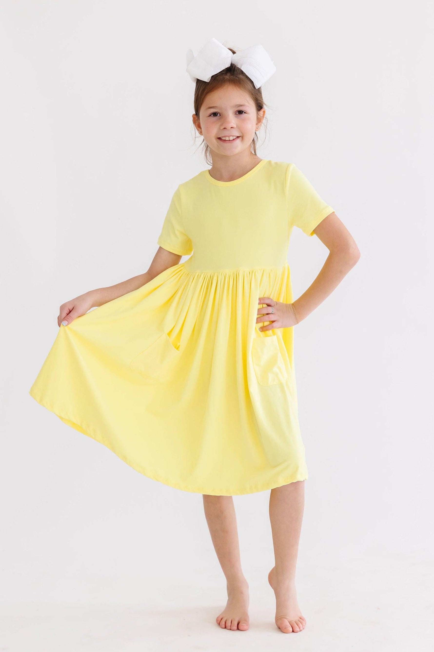 Yellow S/S Pocket Twirl Dress - Image 5