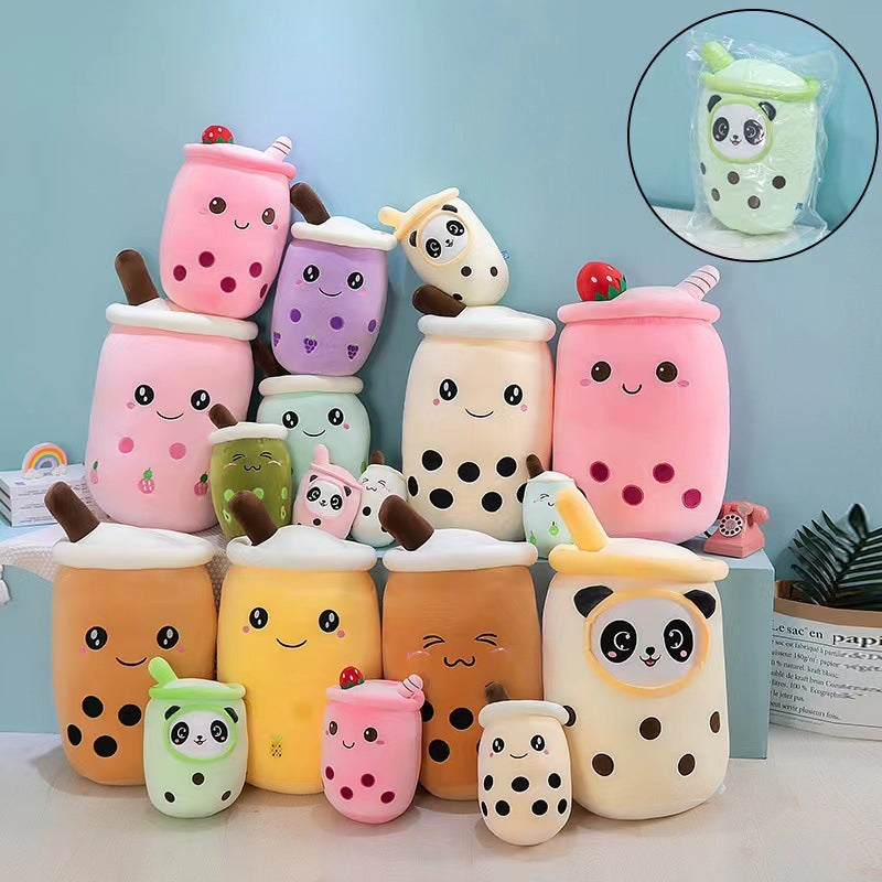 Fruit Milky Tea Cup Pillow Plush Toy Leather Phone Case - Cindi Book