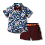 Bowknot Short-sleeved Cardigan Boys' Shorts Two-piece Set - Cindi Book