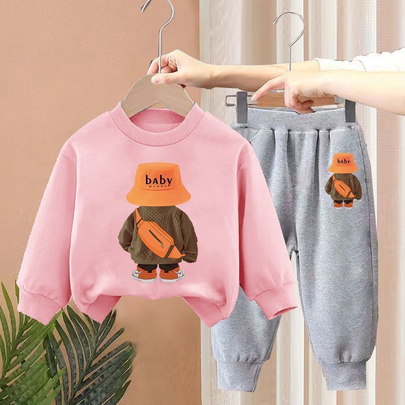 Boys Spring New Children's Autumn Leisure Sports Sweater Medium And Small Two-piece Suit Fashion - Cindi Book