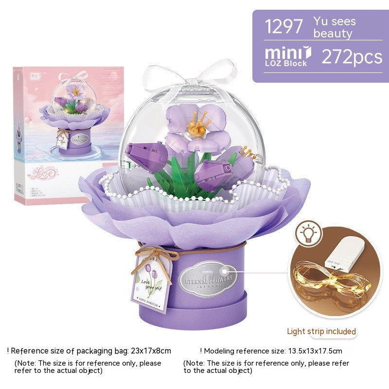 Building Block Bouquet With Light Small Particles Educational Toys - Cindi Book