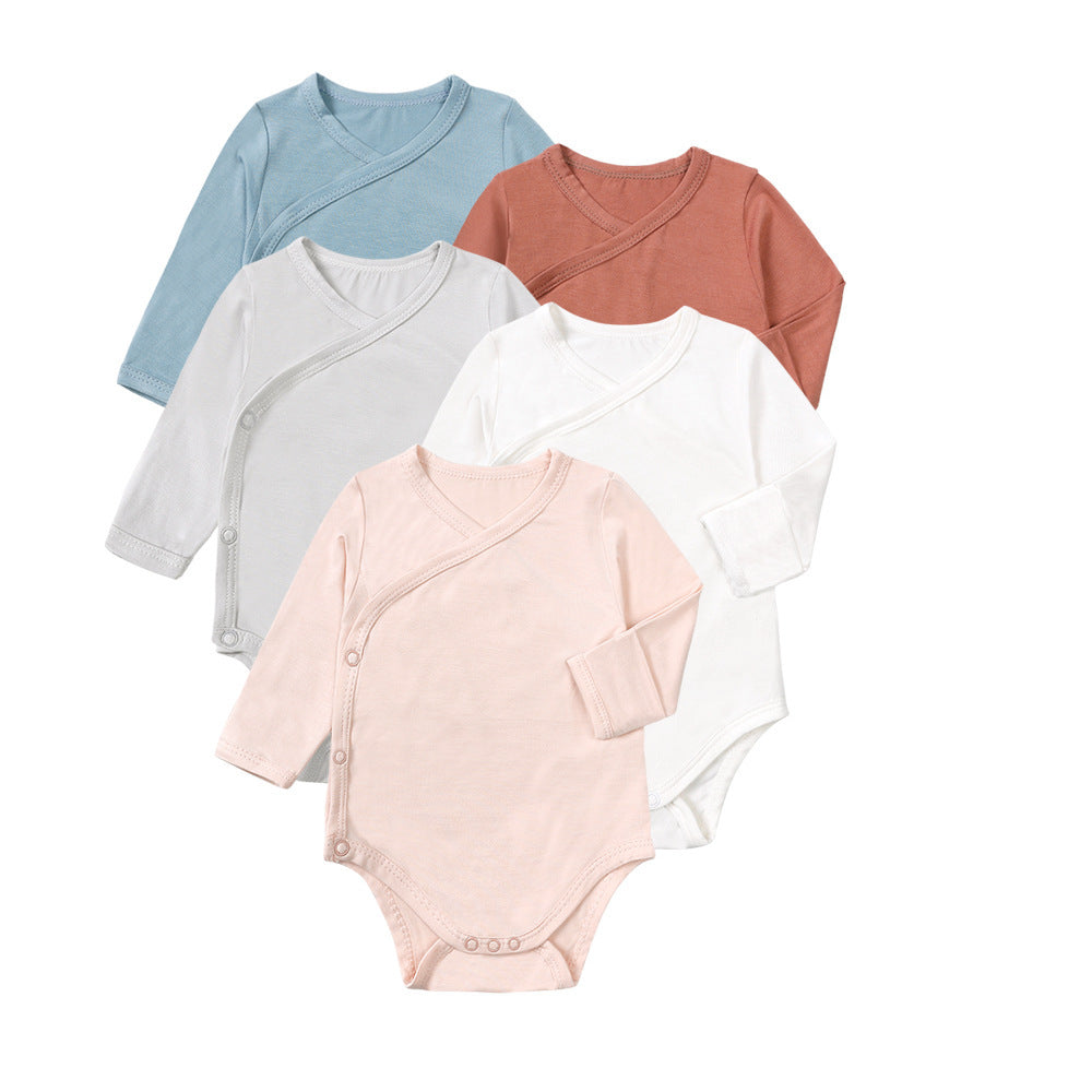 Baby Bamboo Fiber Long Sleeve Baby Bodysuit Jumpsuit - Cindi Book