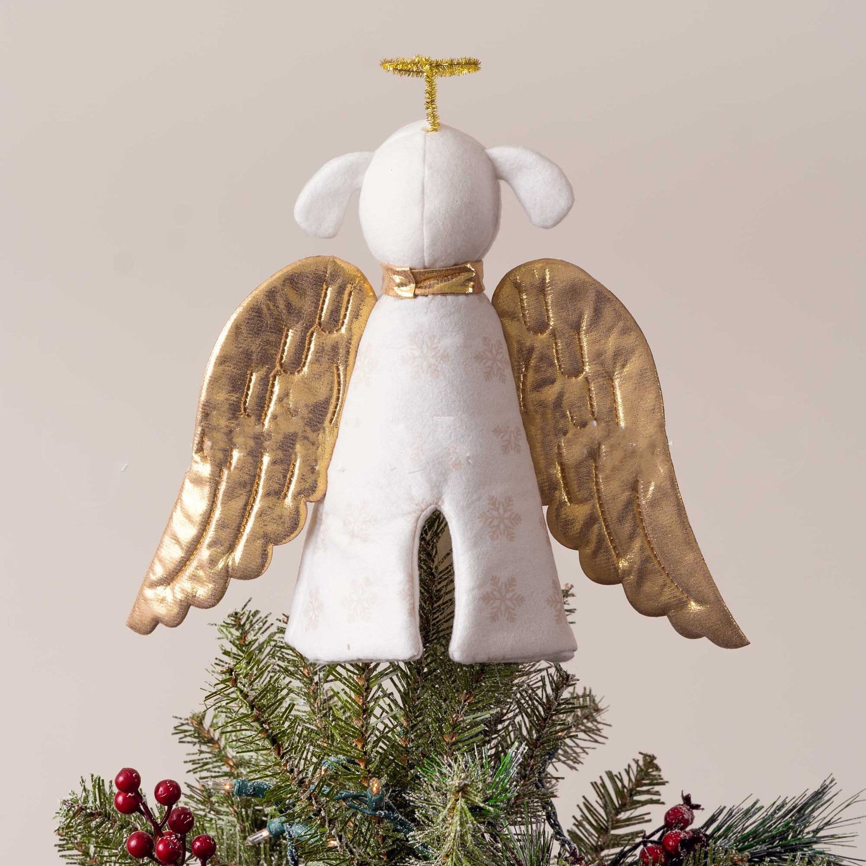 Christmas Miracle Golden Angel Dog Artisan Tree Topper - Cindi Book