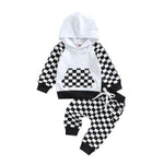 Casual Boys' Plaid Patchwork Hoodie Trousers Suit - Cindi Book