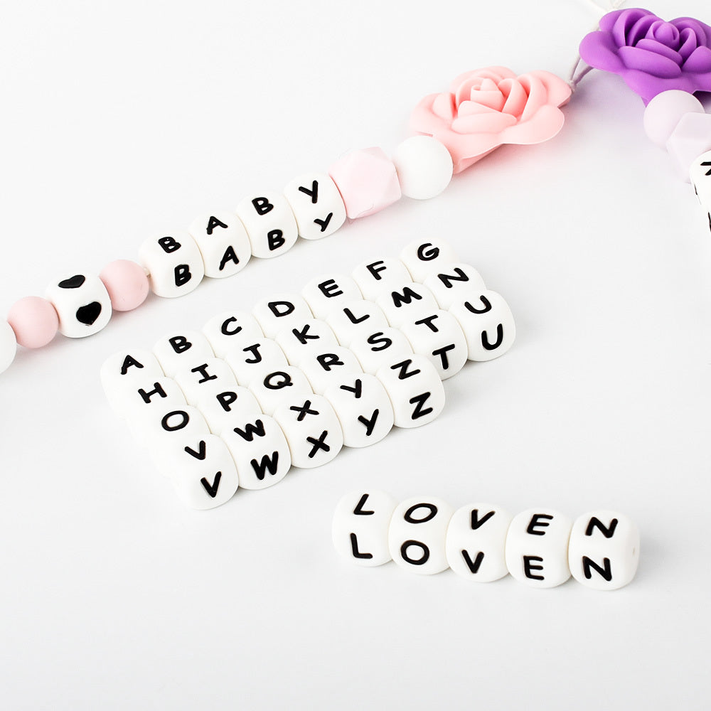 12mm Baby Products 26 Silicone English Alphabet Beads Teeth Accessories - Cindi Book