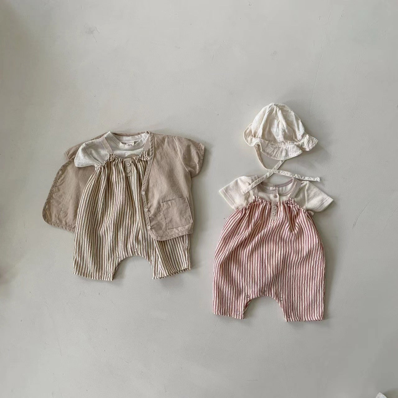 Summer Infant Thin Vertical Striped Suspender Jumpsuit - Cindi Book