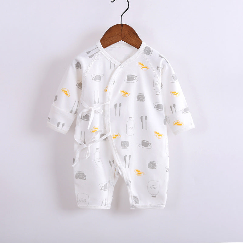 Baby's Cotton Long-sleeved Lace-up Butterfly Jumpsuit - Cindi Book