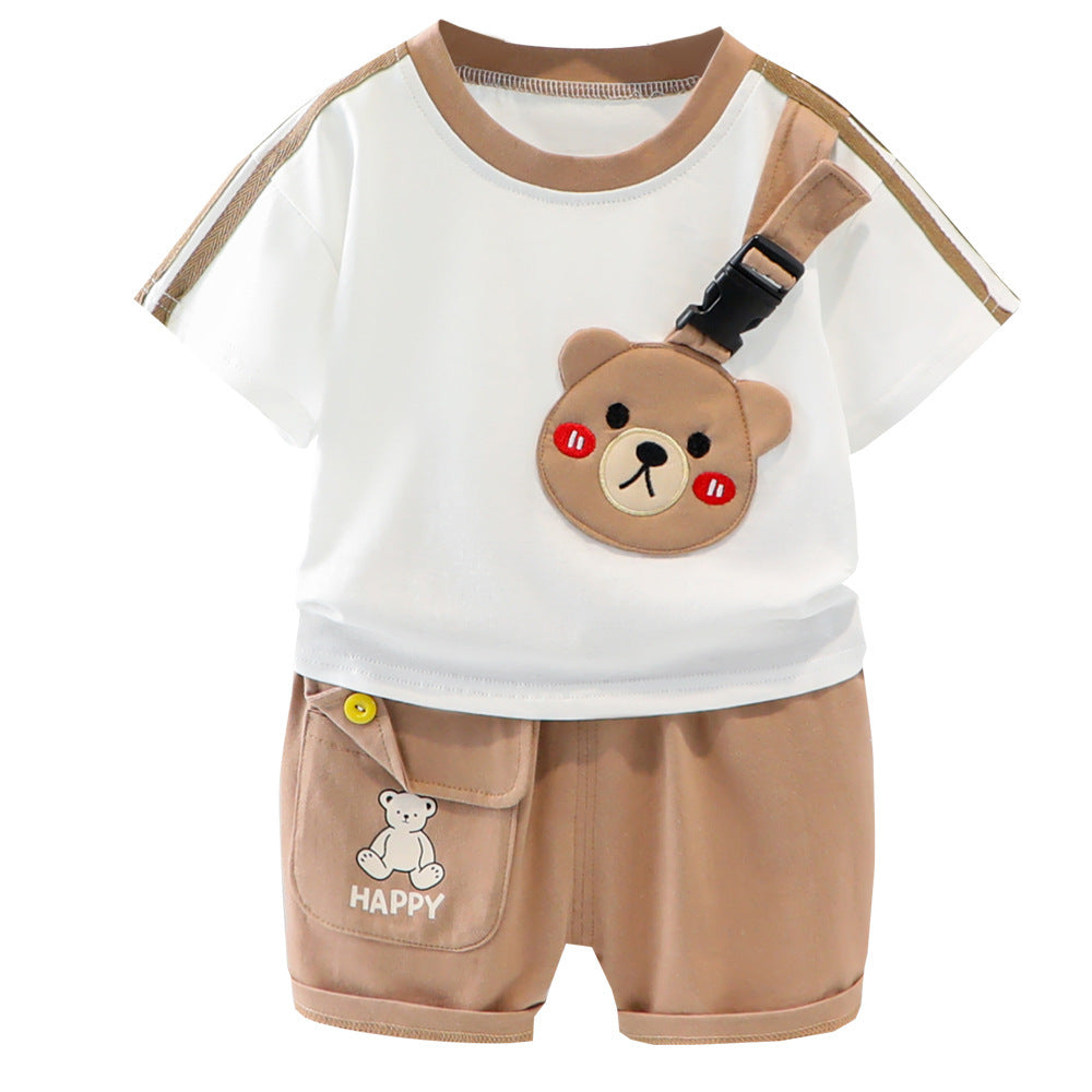 Short Sleeve Cartoon Animal Two-Piece Set Children's Western Style