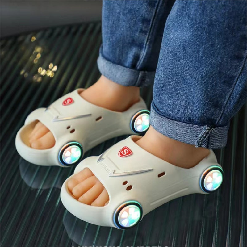 Kids Glowing Slippers Cartoon Car Sandals Children Sandals Anti Slip Boys Girls Luminous Slippers Summer Beach Shoes - Cindi Book