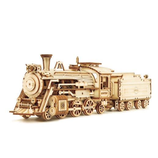3D Wooden Puzzle Train Model DIY Wooden Train Toy Mechanical Train Model Kit Assembly Model Home Decoration Crafts - Cindi Book