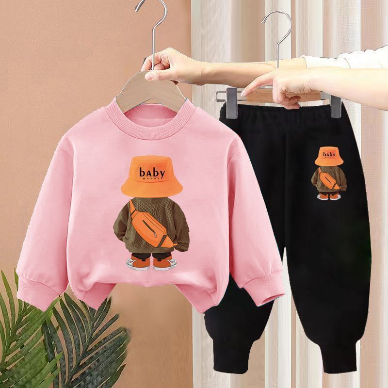 Boys Spring New Children's Autumn Leisure Sports Sweater Medium And Small Two-piece Suit Fashion - Cindi Book